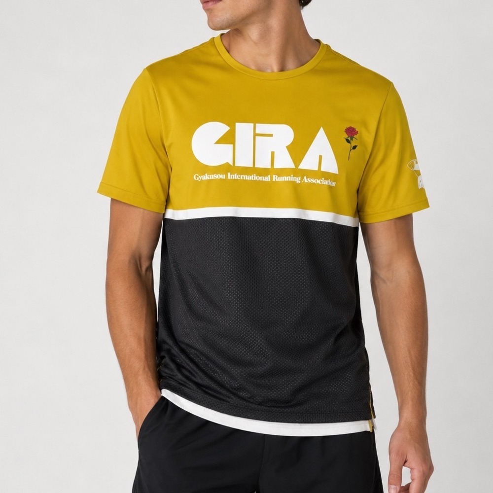 Nike Undercover Gyakusou GIRA Dri-FIT Running Shirt Yellow Mesh Mens Small